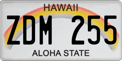 HI license plate ZDM255
