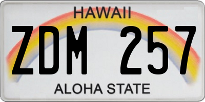 HI license plate ZDM257