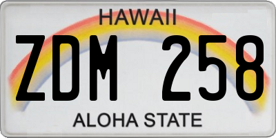 HI license plate ZDM258