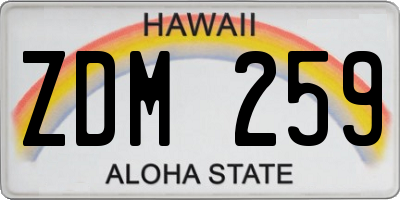 HI license plate ZDM259