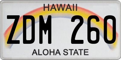 HI license plate ZDM260