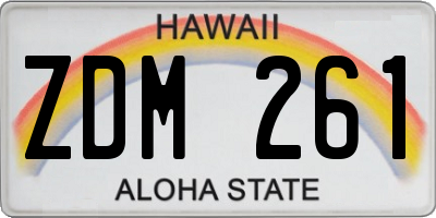 HI license plate ZDM261