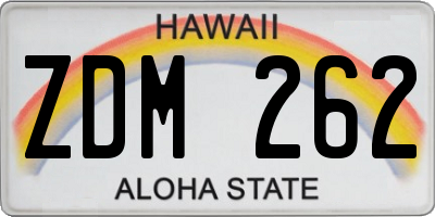 HI license plate ZDM262