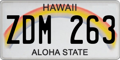 HI license plate ZDM263