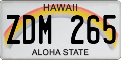 HI license plate ZDM265
