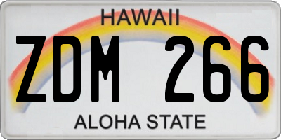 HI license plate ZDM266