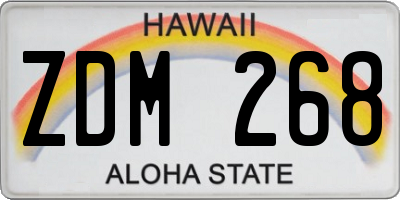 HI license plate ZDM268