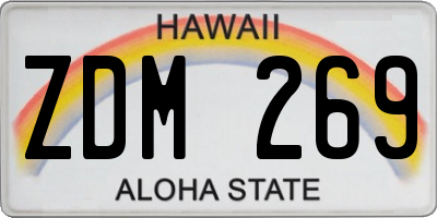 HI license plate ZDM269