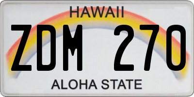 HI license plate ZDM270