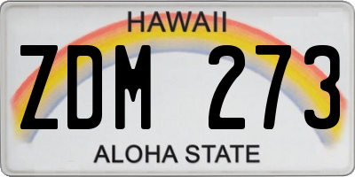 HI license plate ZDM273