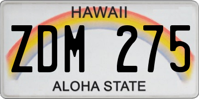 HI license plate ZDM275