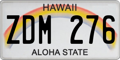 HI license plate ZDM276