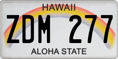HI license plate ZDM277