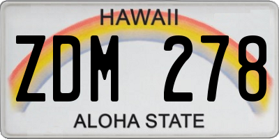 HI license plate ZDM278