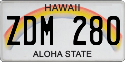 HI license plate ZDM280