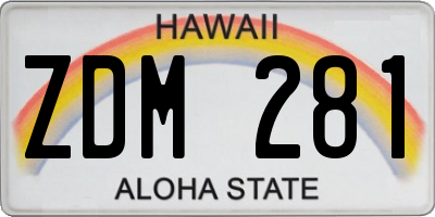 HI license plate ZDM281