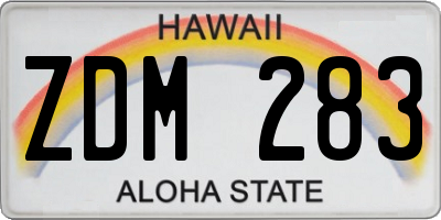 HI license plate ZDM283