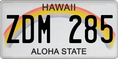 HI license plate ZDM285