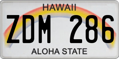 HI license plate ZDM286