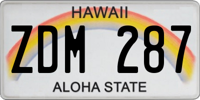 HI license plate ZDM287
