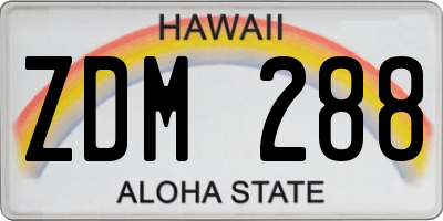 HI license plate ZDM288