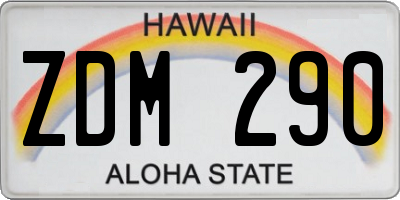 HI license plate ZDM290