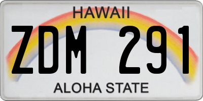 HI license plate ZDM291