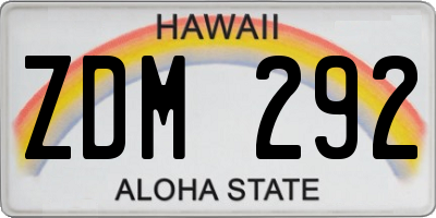 HI license plate ZDM292