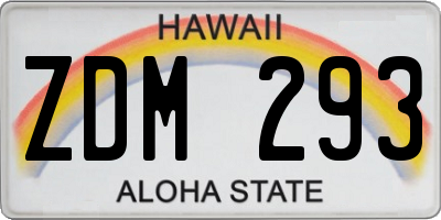 HI license plate ZDM293