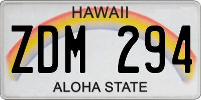 HI license plate ZDM294