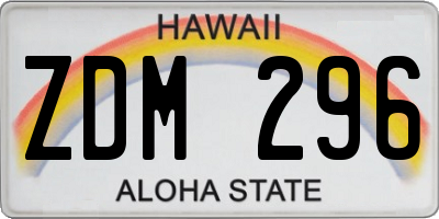 HI license plate ZDM296