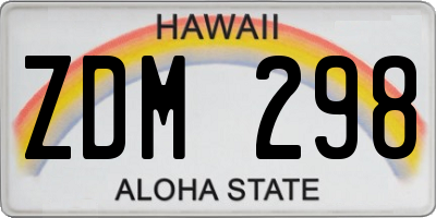 HI license plate ZDM298