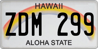 HI license plate ZDM299