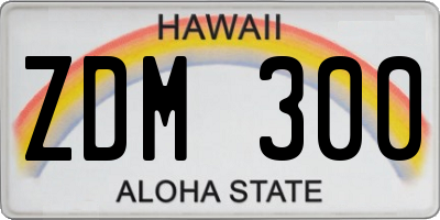 HI license plate ZDM300