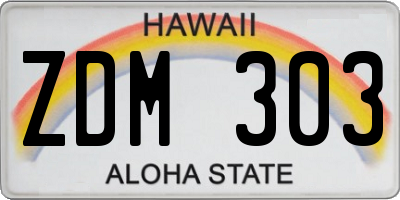 HI license plate ZDM303