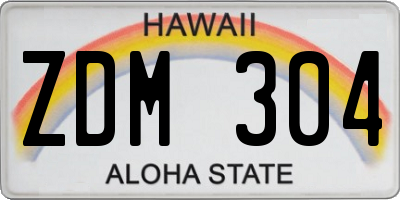 HI license plate ZDM304