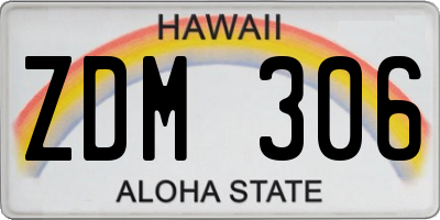 HI license plate ZDM306