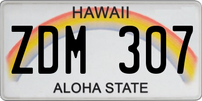 HI license plate ZDM307