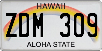 HI license plate ZDM309