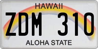HI license plate ZDM310