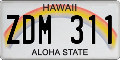 HI license plate ZDM311