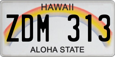 HI license plate ZDM313