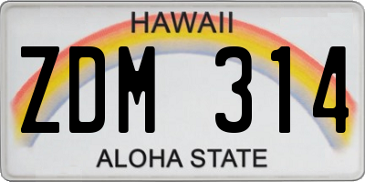 HI license plate ZDM314