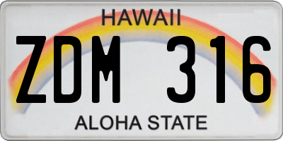 HI license plate ZDM316