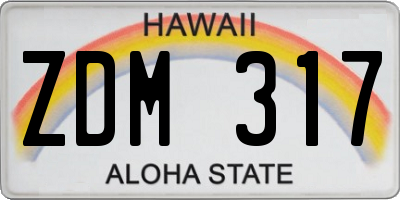 HI license plate ZDM317
