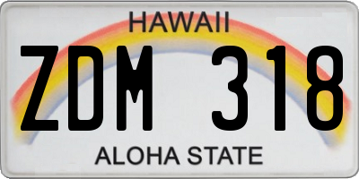 HI license plate ZDM318