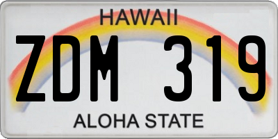 HI license plate ZDM319