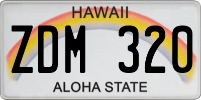 HI license plate ZDM320