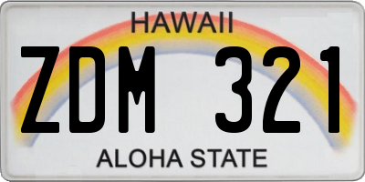 HI license plate ZDM321