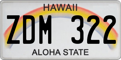 HI license plate ZDM322